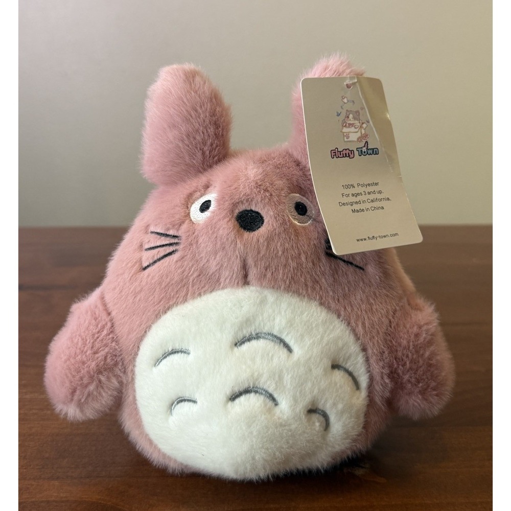 Super Soft Studio Ghibli Totoro Rare Pink Plush 8" Fluffy Town New W/ Tag